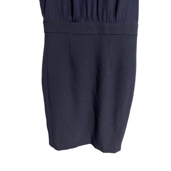Vince Camuto Mini Dress Womens Size 8 Navy Blue Short Sleeve Mock Neck Ruffle - Picture 4 of 10